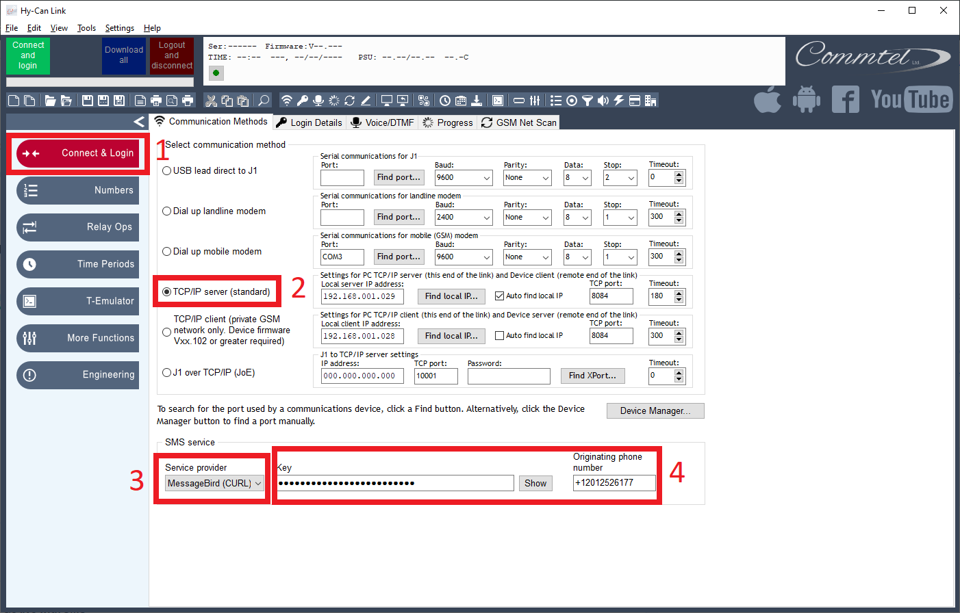 How to add your MessageBird credentials to HY-CAN Link