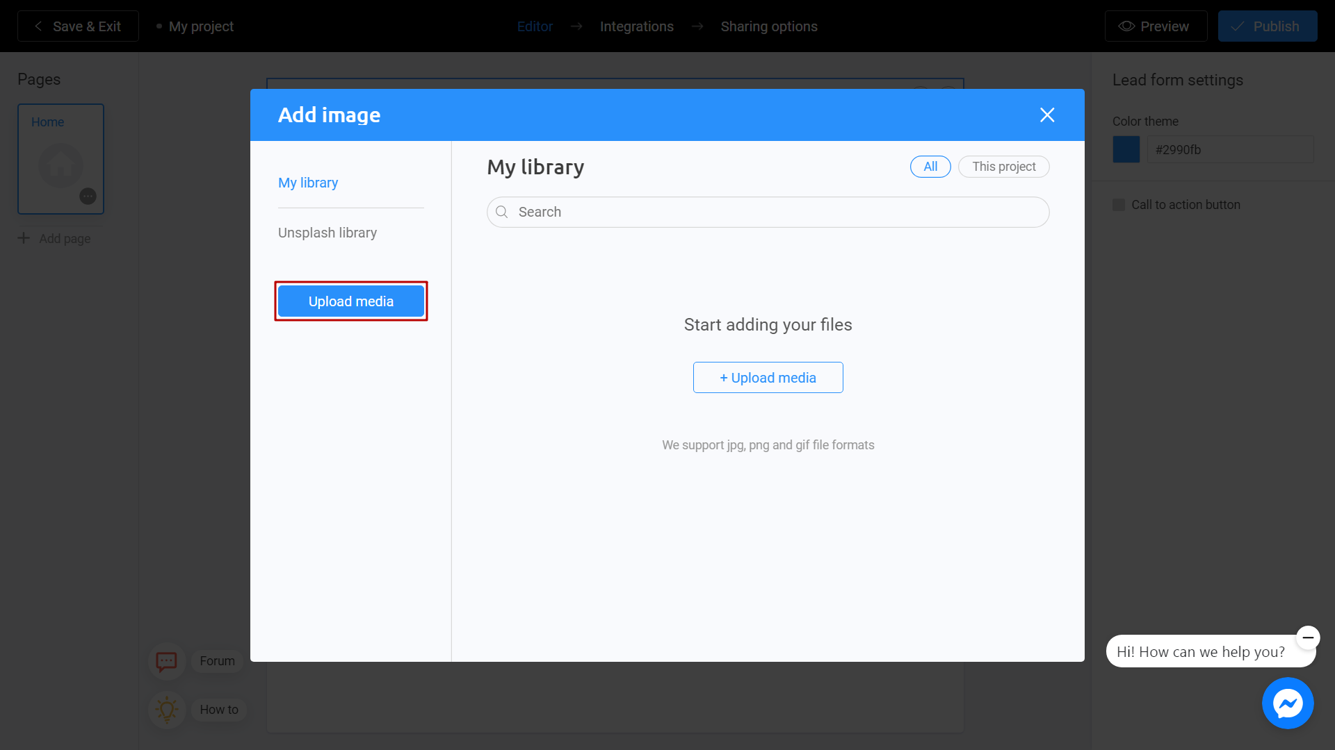 Adding an image to your lead form on Interacty platform