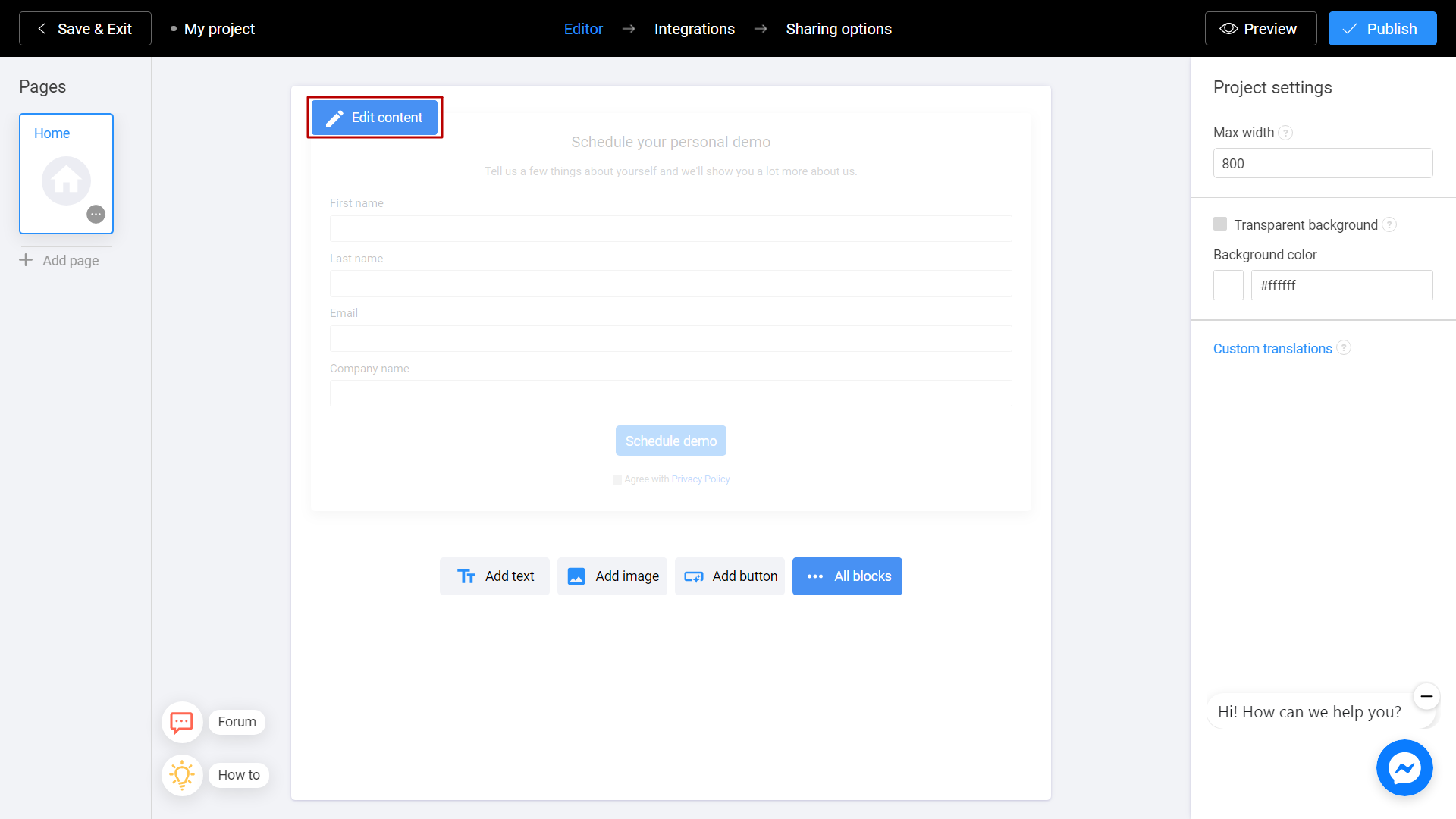 creating a lead form on Interacty platform