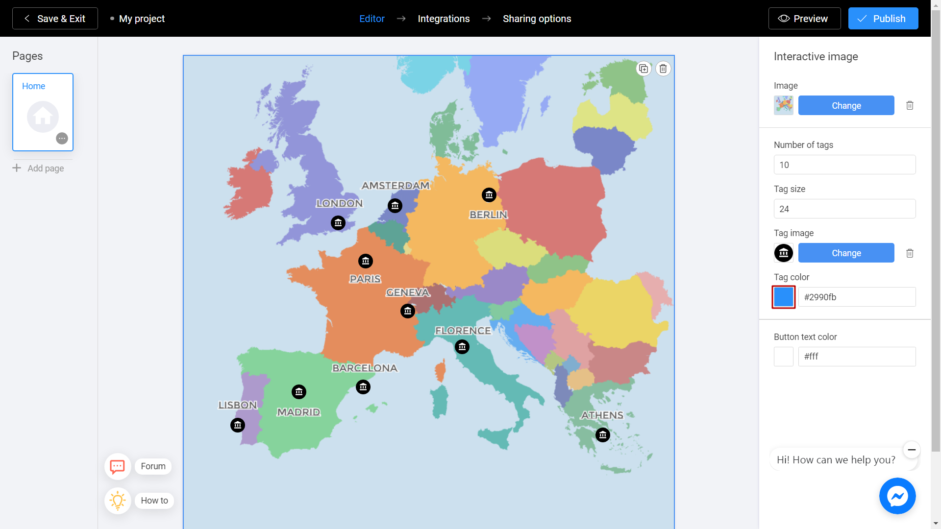 choosing the color of your tag on Interacty