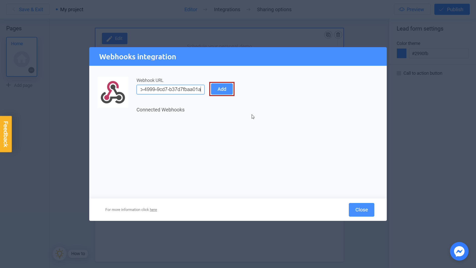 Webhook integration with Interacty