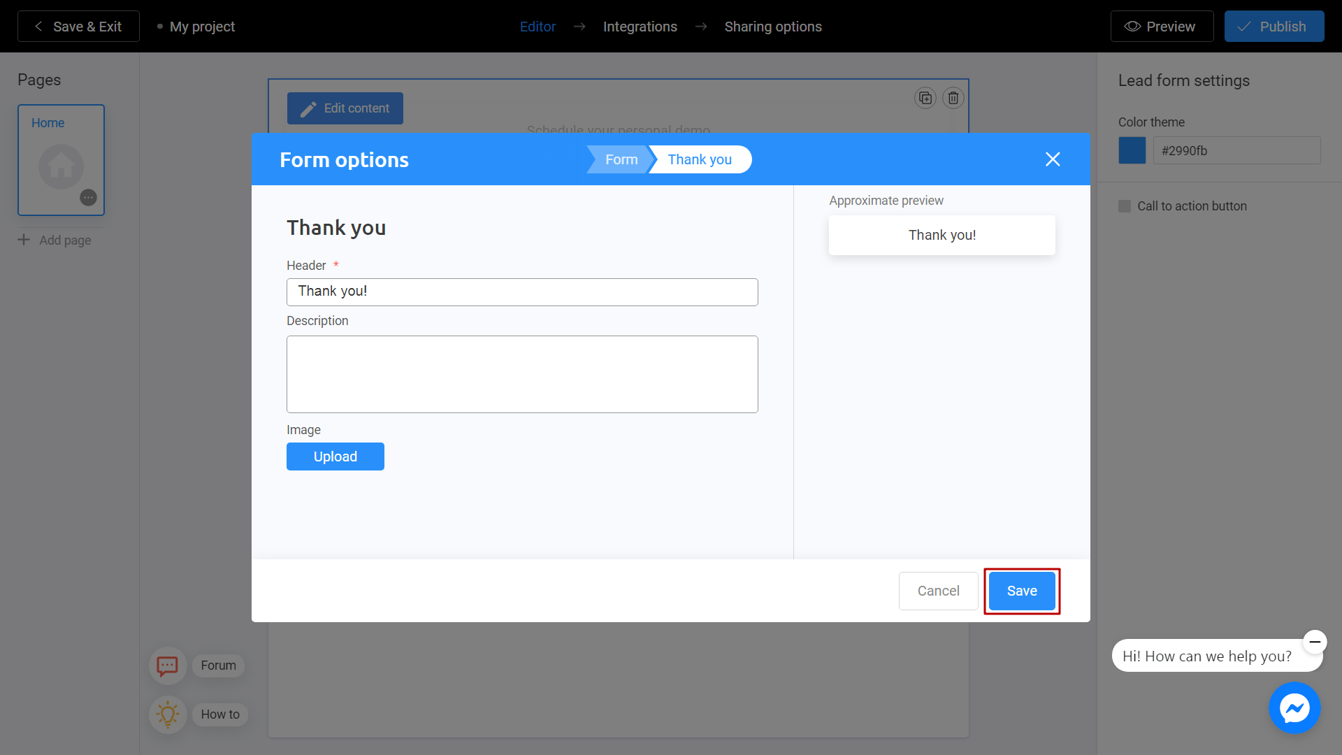 Saving your own lead form on Interacty