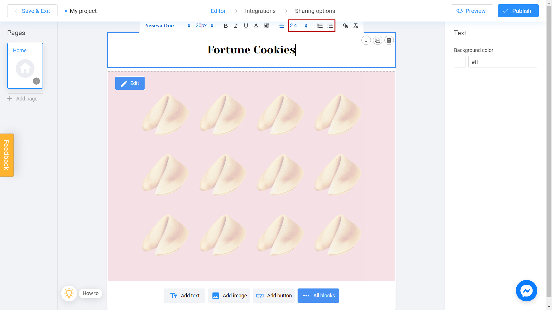 changing a line spacing or apply multilevel numbering on Interacty