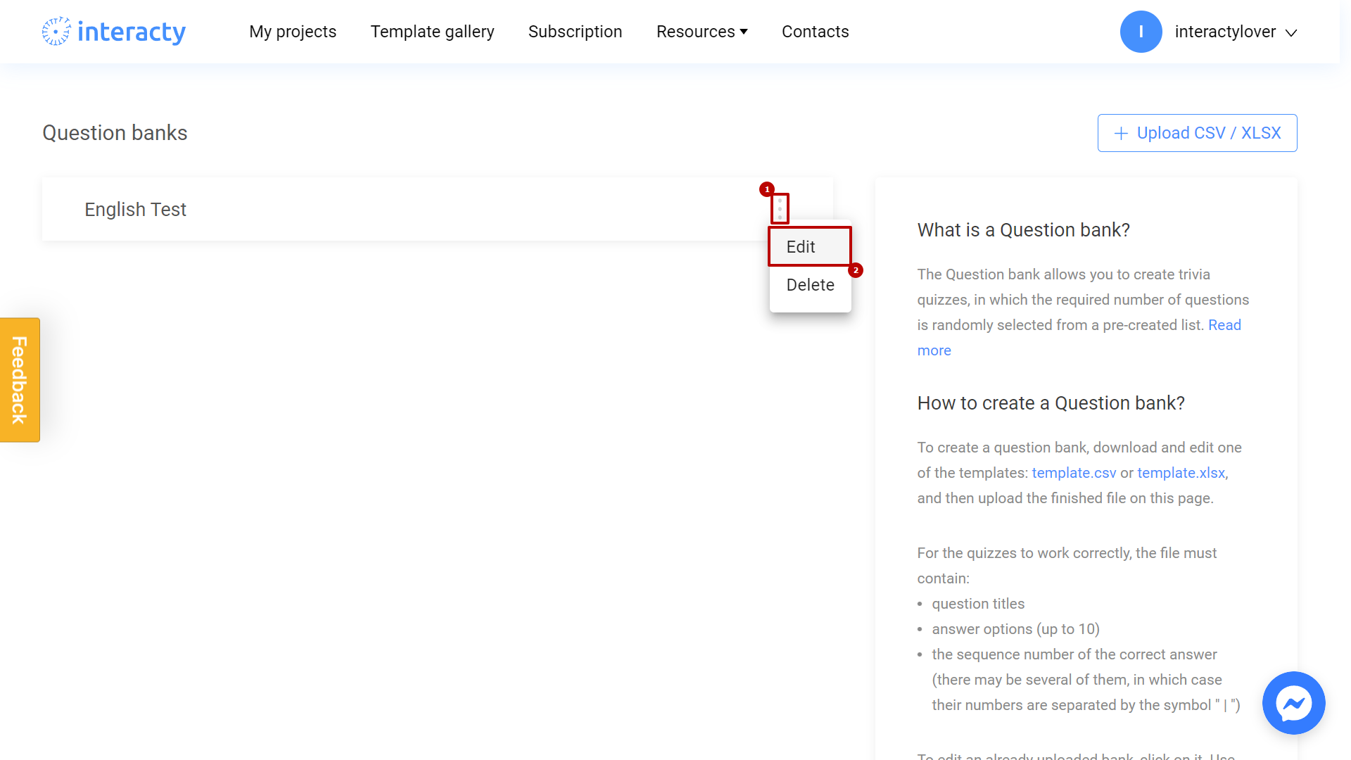 Editing your existing question bank on Interacty