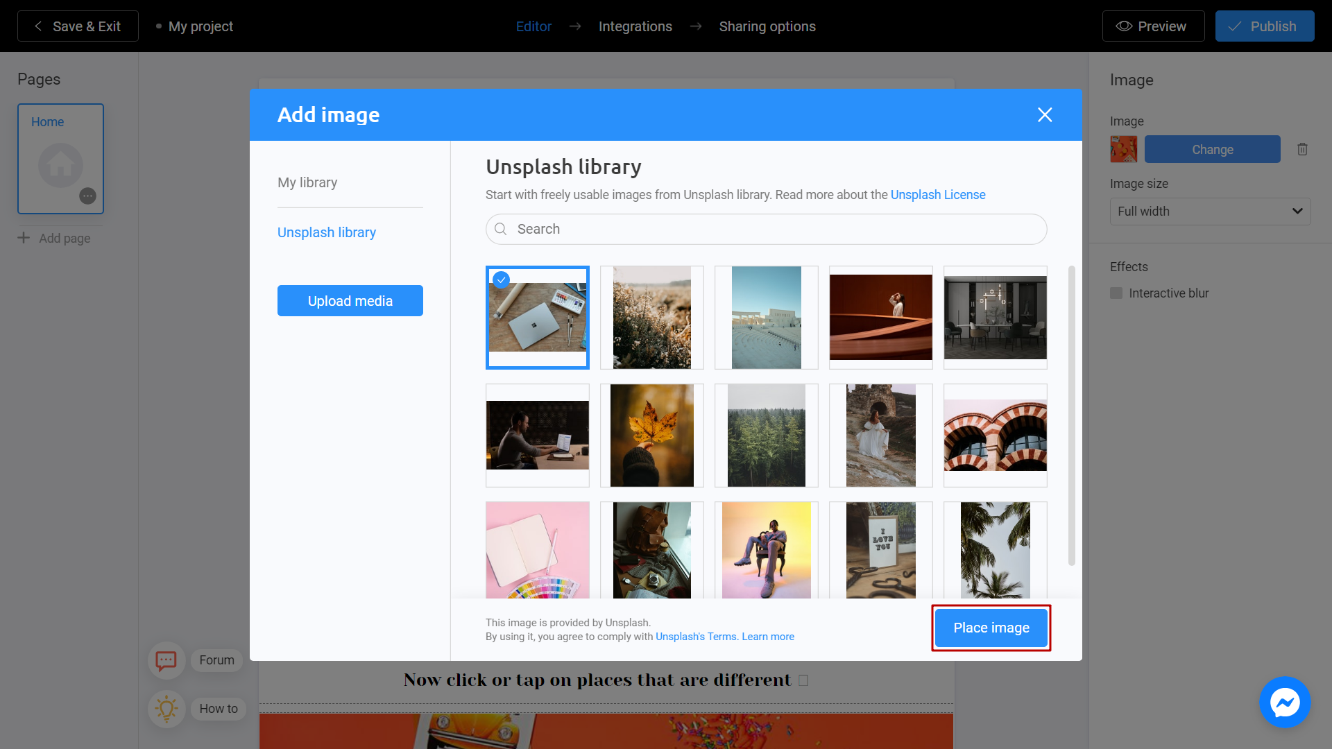 Interacty free image library