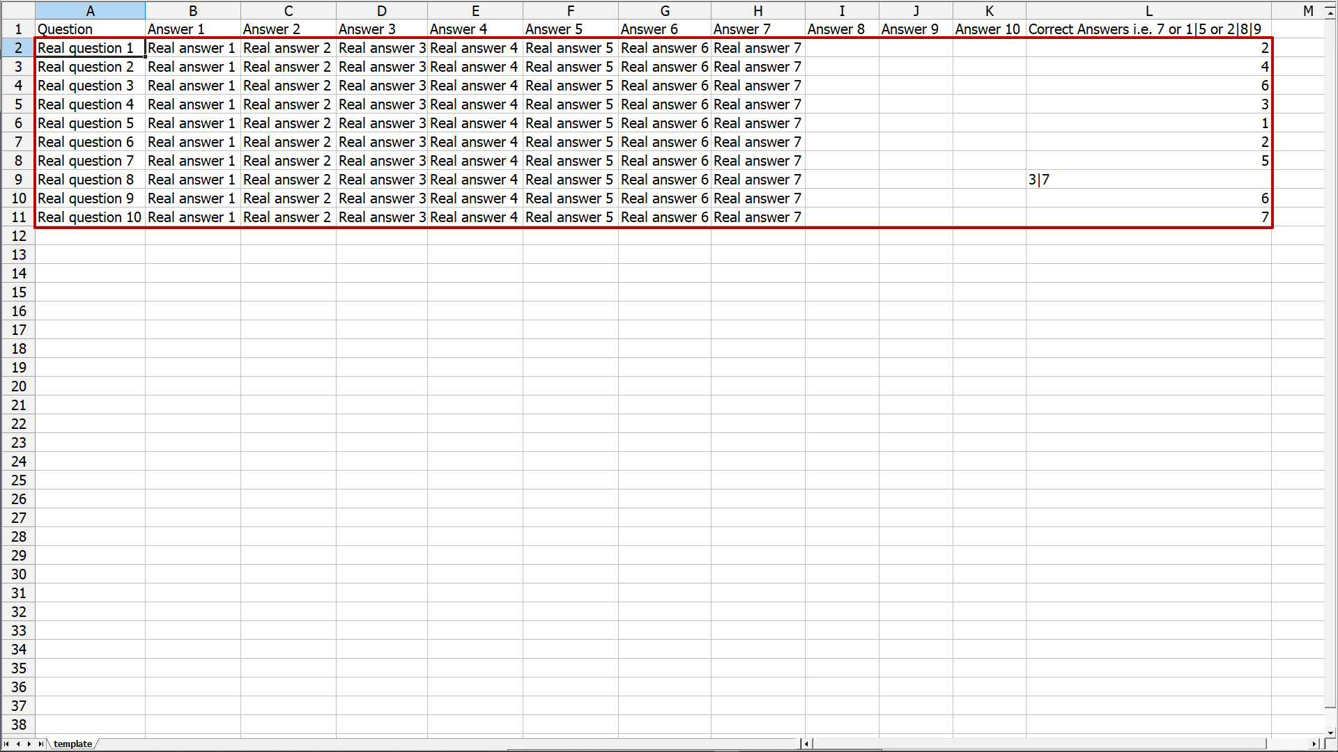 opening Interacty template using the Microsoft Excel