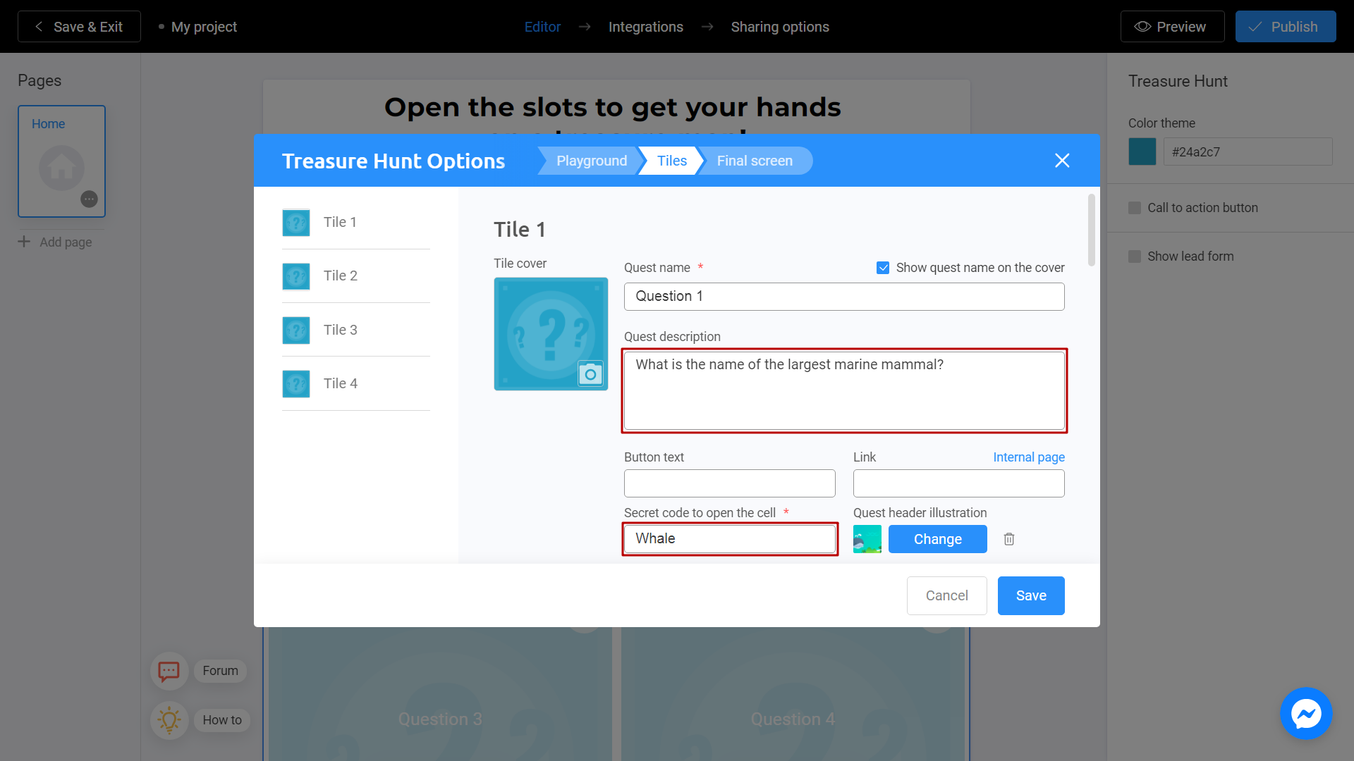 Secret code to open the cell on Interacty