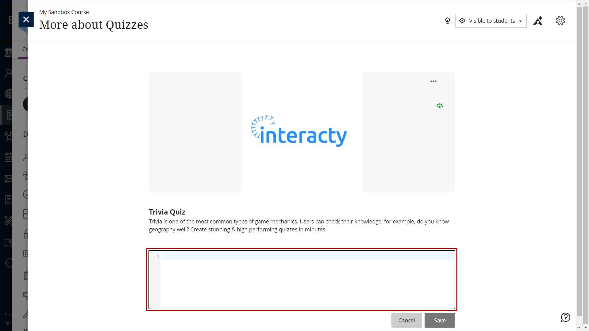 demonstration of an empty field for Interacty code