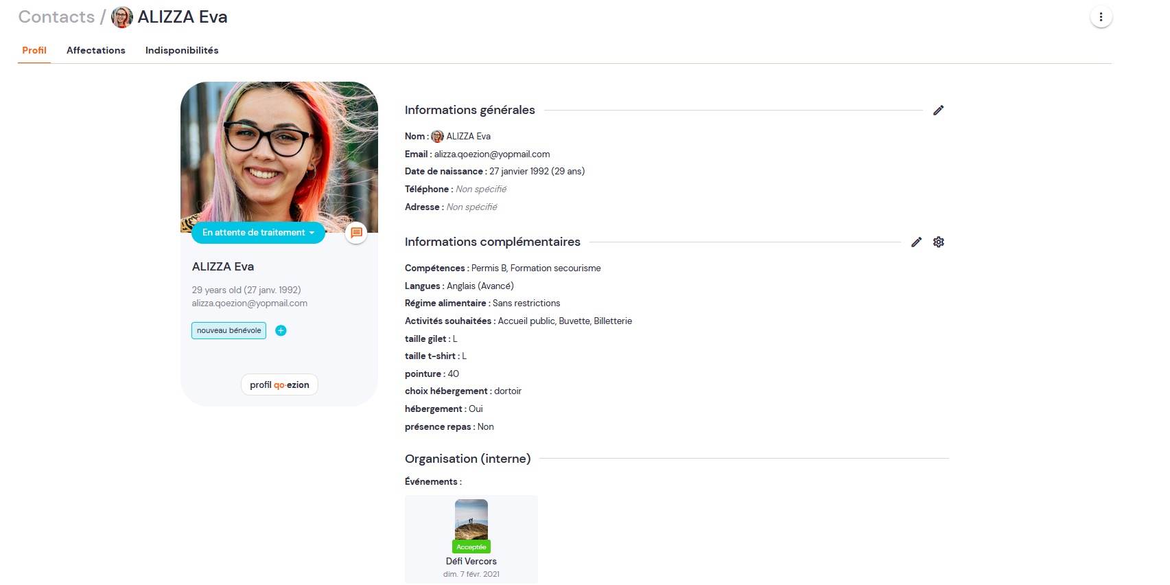 Fiche contact