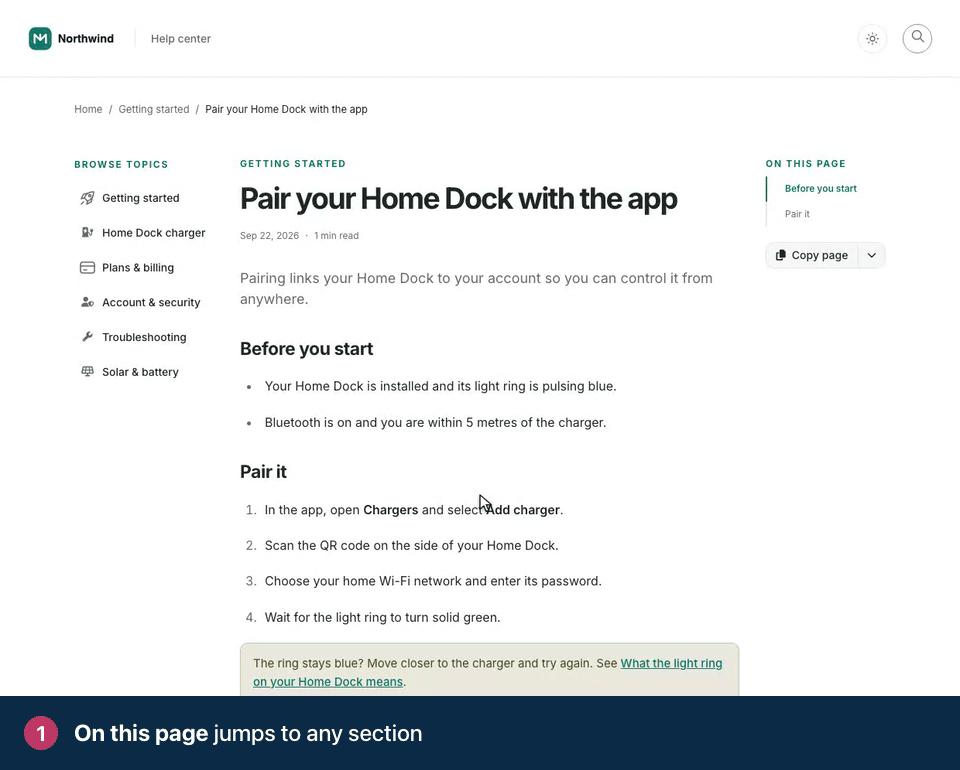 Screen recording of a published article. On this page jumps to any section. The arrow beside Copy page opens print and AI options. Readers tell you if it helped.