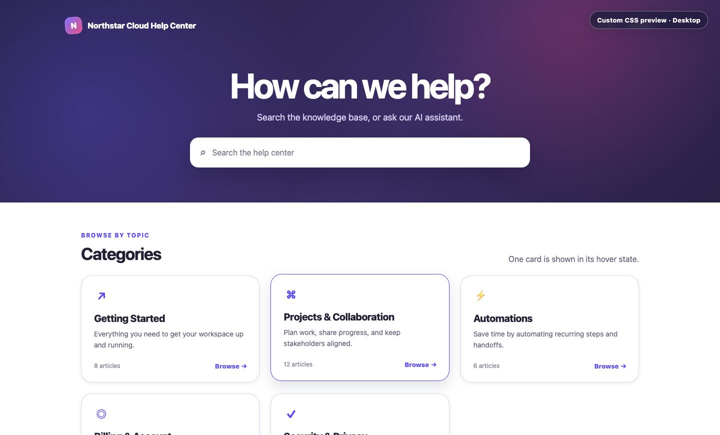 Restyled category cards with a quieter border, stronger shadow, and lifted hover state