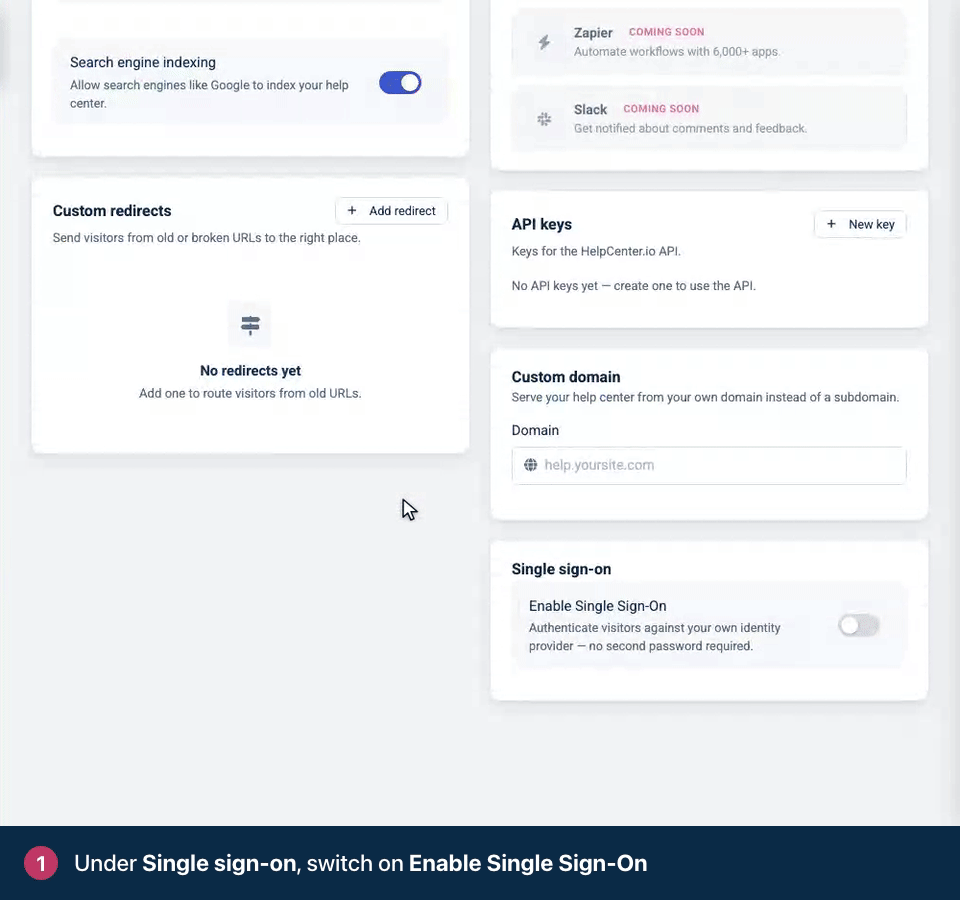 Screen recording. Under Single sign-on, switch on Enable Single Sign-On. Enter your Login URL and generate a Shared secret. Click Save JWT settings.