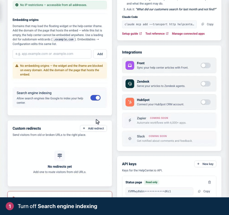 Screen recording. Turn off Search engine indexing. Click Save changes.