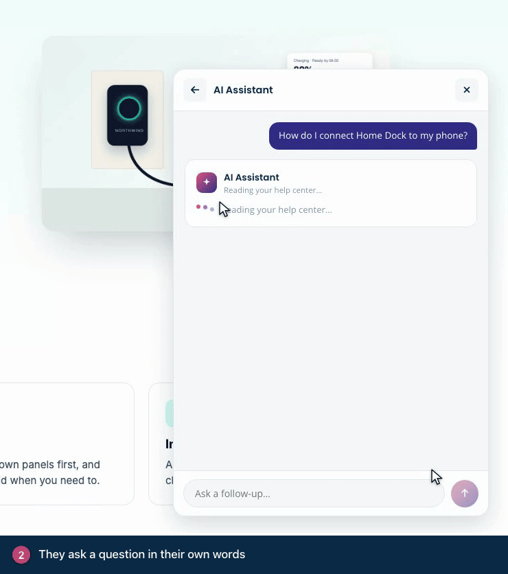 Screen recording. The answer comes from your articles, with its sources.